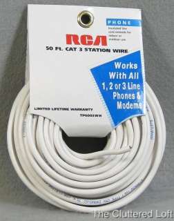 RCA 50 ft Cat 3 Station Wire Insulated Line In/Outdoor 1 2 or 3 line 