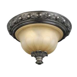 NEW 3 Light Lg Flush Mount Ceiling Lighting Fixture Bronze Amber 