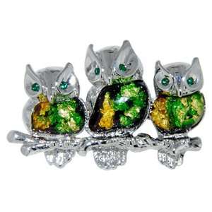  Silver Green Owls Brooches And Pins Jackets Fashion 