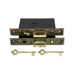 Double Pocket Door Mortise Lock Set With Butterfly Design Highlighted 
