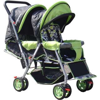 BeBelove Green Tandem Double Stroller ~ BRAND NEW  