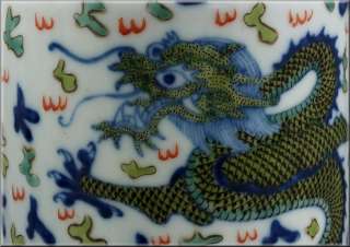   Pair of Antique Chinese Doucai Dragon Vases w/ Kangxi Marks  