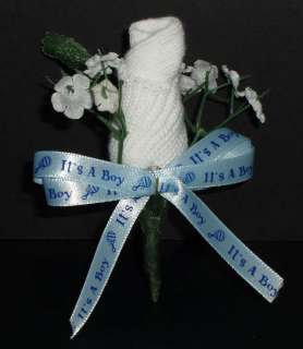 Baby Shower Blue Sock Corsage ~ Dad Boutonniere Gift   BOY  