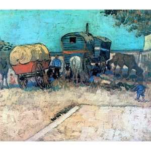  Gypsy camp with horse carriage by Van Gogh canvas art 
