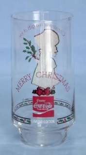 VTG Coca Cola COKE HOLLY HOBBIE XMAS Holiday Glass LE  