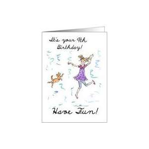  Birthday Card   Girl Dancing with Cat Card Toys & Games