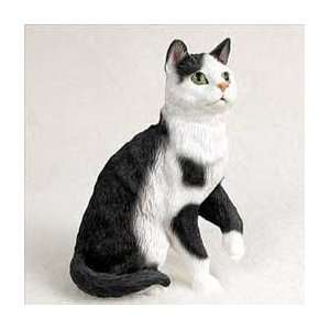  Black & White Tabby Cat Figurine