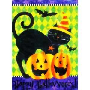 Cat, Pumpkins, Bats Garden Art Flag Small 12.5 x 18 for Porch House 