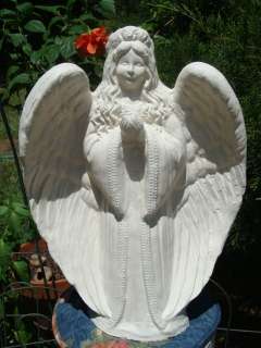 XL ANGEL OF GRACE WHITE CONCRETE/CEMENT GARDEN LAWN STATUE TANSTONE 