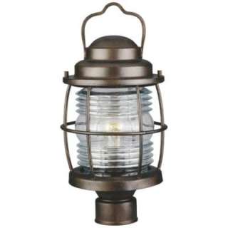 NEW 1 Light Nautical Outdoor Post Lamp Lighting Fixture, Bronze, Clear 