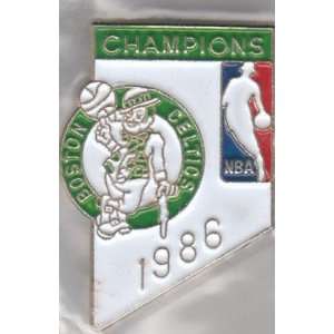   1980s Boston Celtics 1986 NBA World Champions Pin Old Logo 1 1/4 High