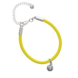   Small Silver Pumpkin Charm on a Yellow Malibu Charm Bracelet Jewelry