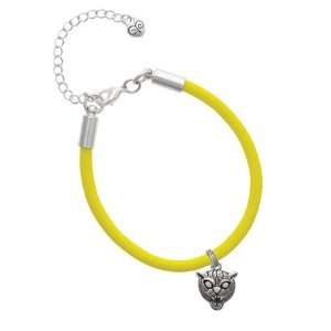   Small Wildcat   Mascot Charm on a Yellow Malibu Charm Bracelet