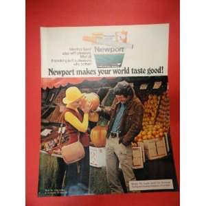 Newport cigarettes,print ad(man/woman pumkin.) Orinigal 1972 Vintage 