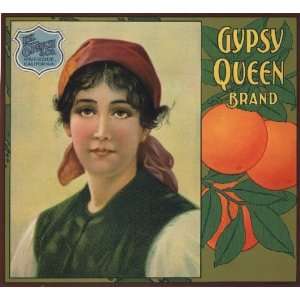  Riverside Gypsy Queen Orange Citrus Fruit Crate Box Label 