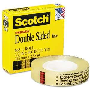    Scotch   665 Double Sided Office Tape, 1/2 x 900, 1 Core, Clear 