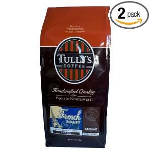 Tullys Coffee French Roast, Ground, 12 Ounce Bags (Pack of 2)  