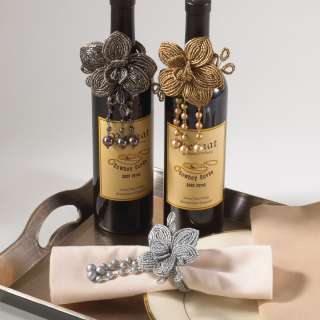 Hand Beaded Floral Design Wine Bottle Decoration or Napkin Ring   3 