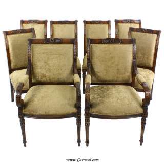 Set 8 Custom Empire Style Upholstered Dining Room Chairs by EJ Victor 