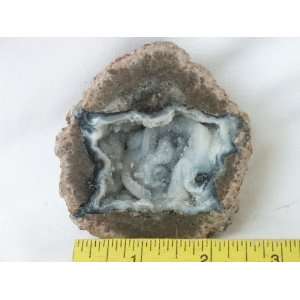  Agate Rimmed Hollow Geode with Crystals, 8.47.9 