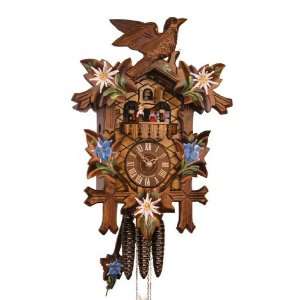 Adolf Herr Cuckoo Clock 1 day with music Alpine Flowers Hand Painted 