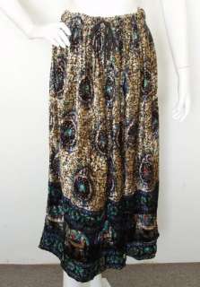 Boho Hippie Gypsy Pleasant Print Velvet Skirt w/Mirrors  