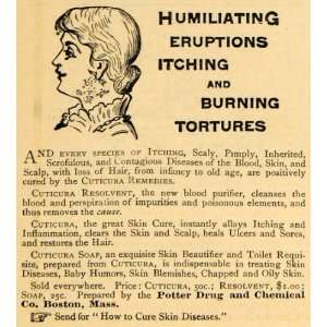  1885 Ad Cuticura Resolvent Skin Cure Soap Itching Burn 