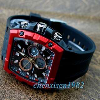 New Dual Analog Digital XL Men Quartz Red Sport Watch  