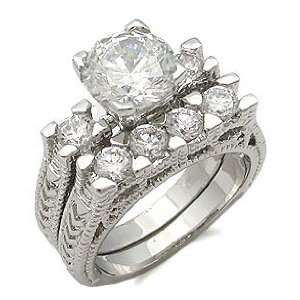  CZ WEDDING RINGS   Antique Style CZ Wedding Set Jewelry