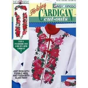 Daisy Kingdom No Sew Fabric Applique ~ Tartan Floral Holiday Cardigan 