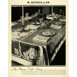  1931 Ad B Altman Co Dining Table Setting Damask Napkins 