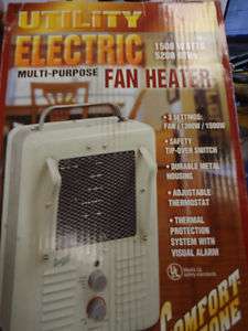 New, Utility Electric Fan Heater 1500/5200 BTUs Comfort  