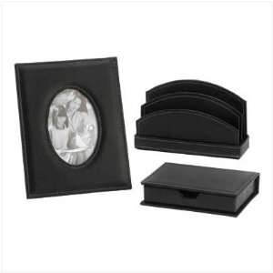  LEATHER LOOK DESK ACCESSORIES