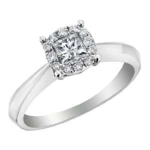  Diamond Heart Engagement Ring 1/2 Carat (ctw) in 14K White 