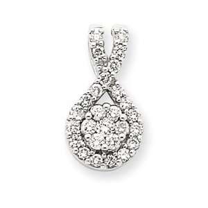    14k White Gold Diamond Teardrop Pendant   JewelryWeb Jewelry