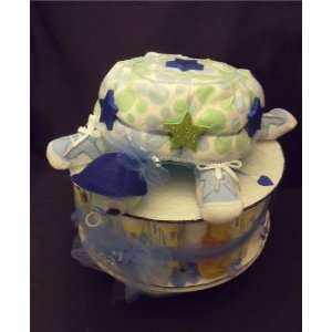  Blue Turtle Diaper Cake Baby Shower Centerpiece 