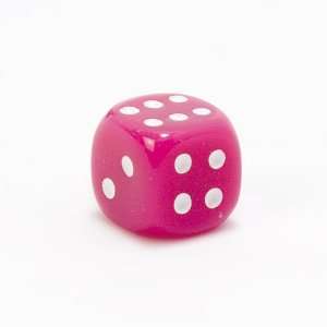   Acrylic 10mm 6 sided Round Edge Dice, Pink with White Toys & Games