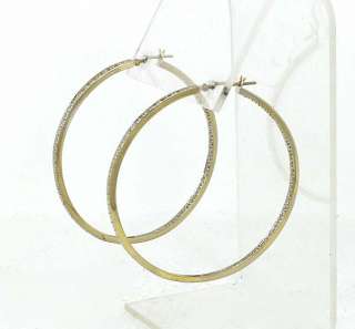 ELEGANT 14K GOLD & DIAMONDS INSIDE OUT HOOP EARRINGS  