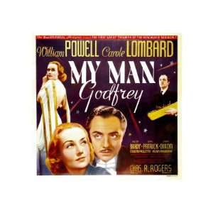 My Man Godfrey, Carole Lombard, William Powell on Jumbo Window Card 