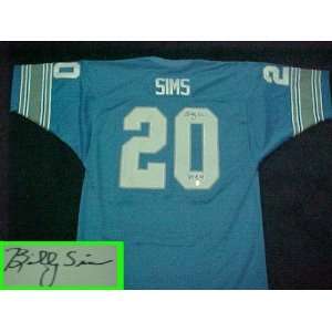 Billy Sims Hand Signed Lions Throwback Jersey