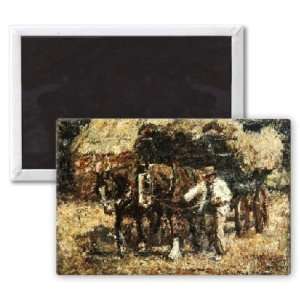  The Hay Wagon (oil on canvas) by Harry   3x2 inch Fridge 