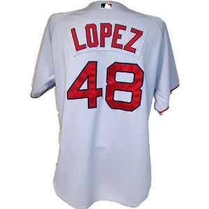 Javier Lopez #48 2008 Red Sox End of Season Game Used Road Grey Jersey 