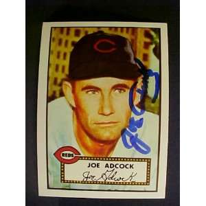 Joe Adcock Cincinnati Reds #347 1952 Topps Reprints Signed Baseball 