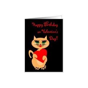  Son Birthday Valentines Day Kitty Kat with Big Red Heart 