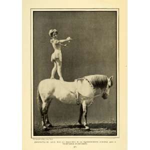1908 Print Jeannette St. Leon Equestrian Horse Acrobat Female Circus 