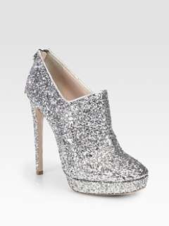 Miu Miu   Glitter Coated Platform Ankle Boots