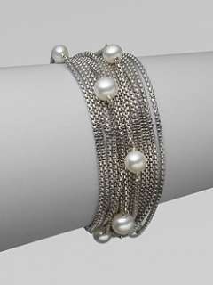 David Yurman   Pearl & Sterling Silver Box Chain Bracelet