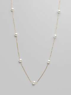 Mikimoto   6MM White Round Cultured Pearl & 18K Yellow Gold Necklace 