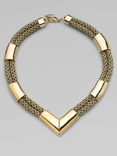 Orly Genger   Goldtone Tube Accented Rope Necklace    