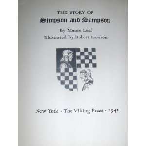    The Story of Simpson and Sampson Munro Leaf, Robert Lawson Books